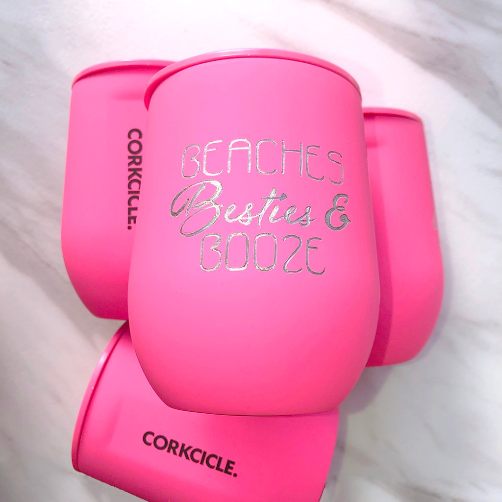 Beaches Besties & Booze Lettering for decor, accessories or cards.  Design is available as a vector image.  Available art for art licensing

engraved pink corkcicle

spot calligraphy